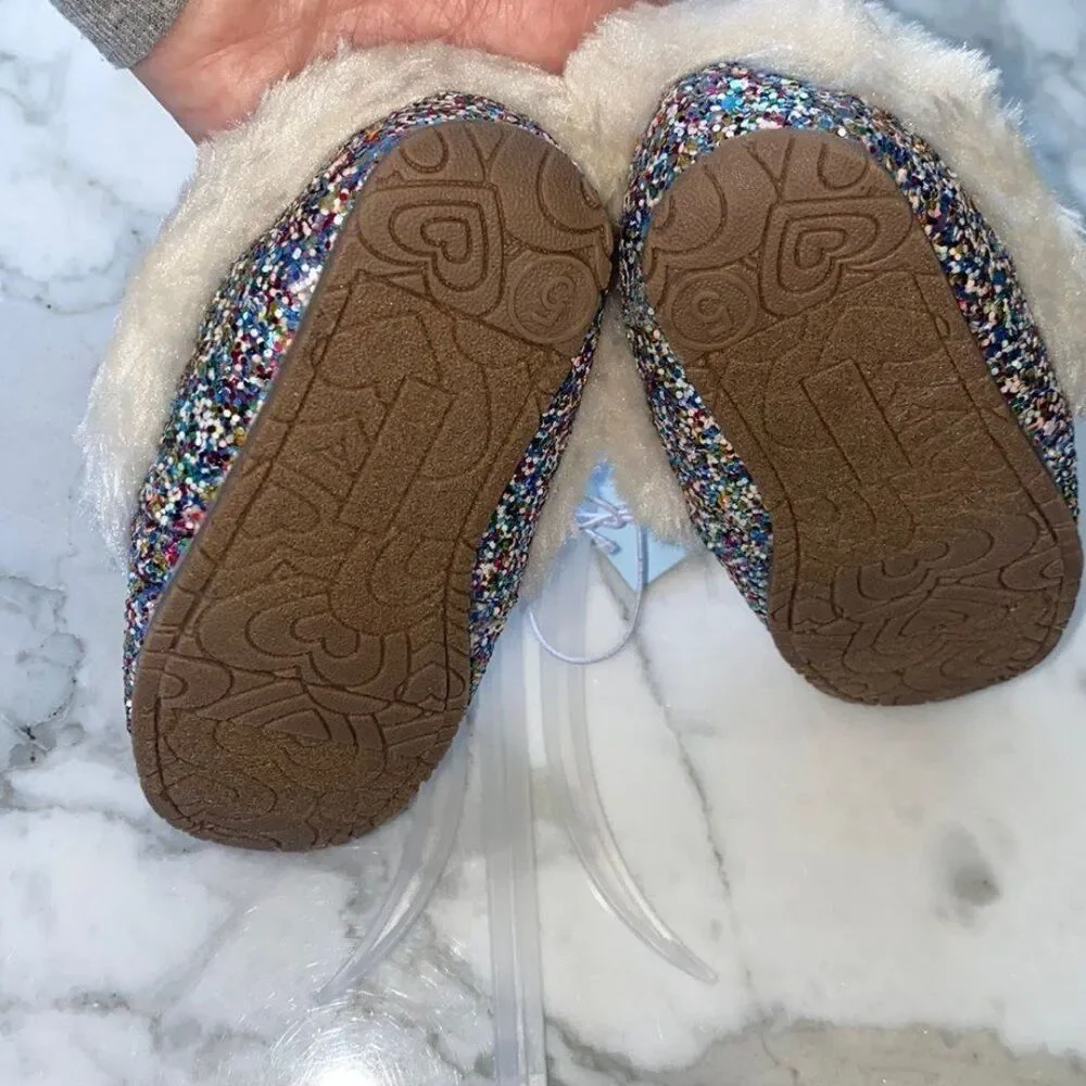 Cat and Jack‎ Glitter Moccasins size 5 Toddler Multicolor bow Slipper Shoe